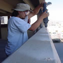 A parking garage with lots of openings, we had to drill a hole every 2 feet which came out to about 18,000 holes